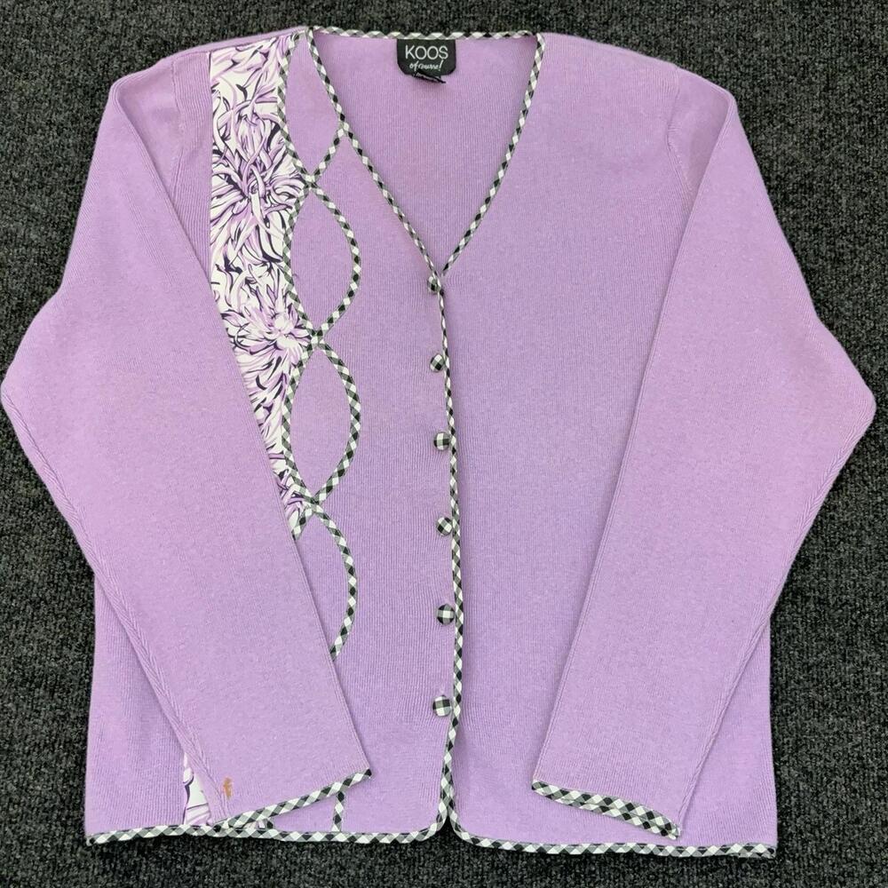 Koos Of Course Outfit Womens M Purple Floral 2 Piece Dress Sweater Linen Set